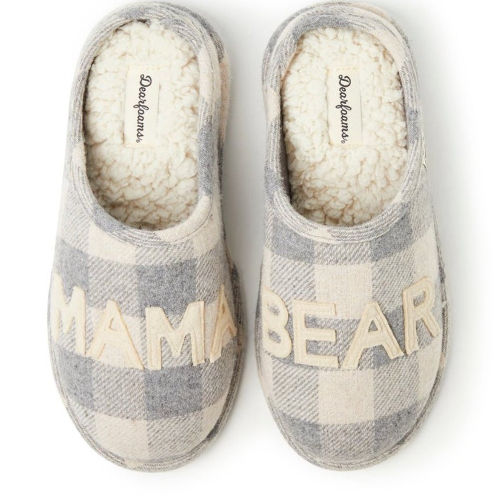 Women's Mama Bear Buffalo Plaid Slipper